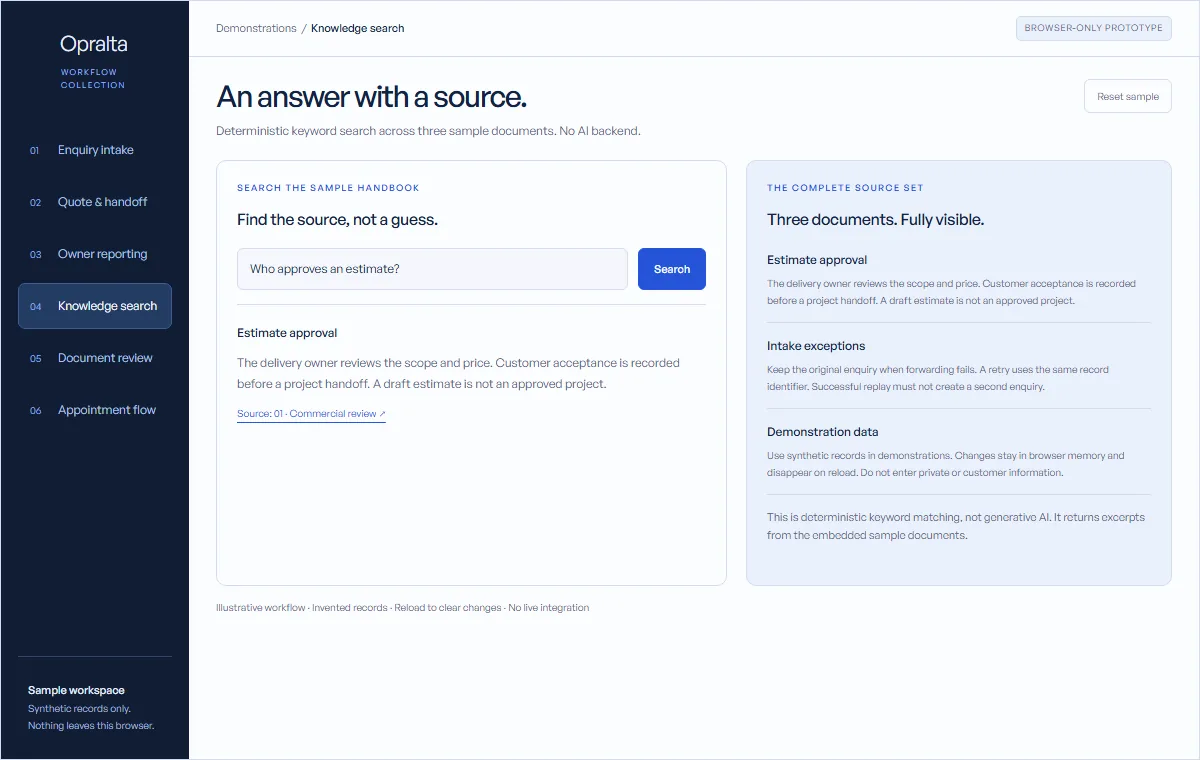 Knowledge assistant browser demonstration